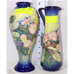 VINTAGE MATCHING FLOWERED VASE AND PITCHER