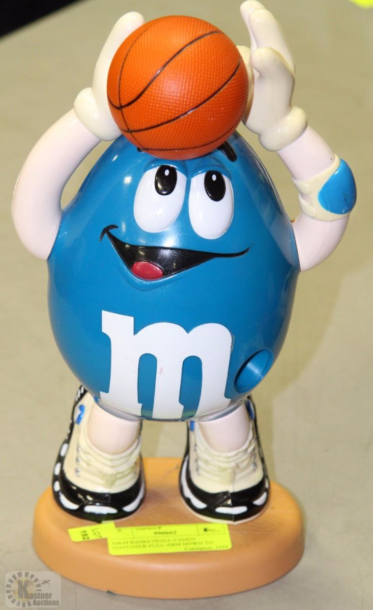 M&M BASKETBALL CANDY DISPENSER PULL ARM DOWN TO
