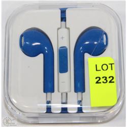 NEW BLUE EARBUD HEADPHONES FOR IPHONE/IPOD WITH