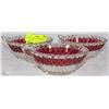 Image 1 : THREE UNUSUAL CRANBERRY CUT GLASS CUPS