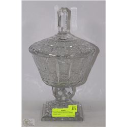 LARGE UNIQUE CRYSTAL LIDDED CANDY DISH