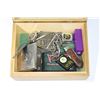 Image 2 : DECORATIVE WOOD BOX W/ WATCHES, ZIPPO,