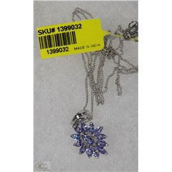 TANZANITE CLUSTER PENDANT WITH CHAIN STAMPED .925