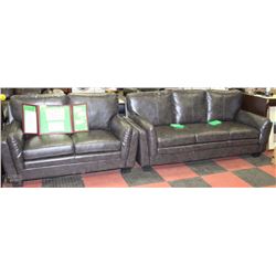 NEW CYRUS CHARCOAL LEATHERETTE SOFA AND LOVESEAT