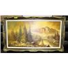 Image 1 : LARGE ORNATE FRAMED MOUNTAIN SCENE OIL ON CANVAS