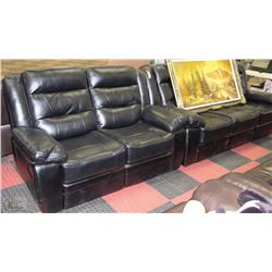 NEW (BLAKE) BLACK LEATHERETTE SOFA  AND LOVESEAT