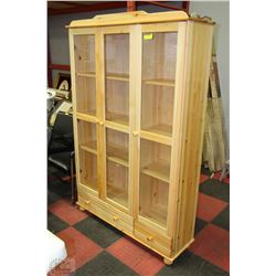 BRAND NEW PINE WOOD + GLASS 3 DOOR CABINET