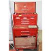 Image 1 : TWO PART RED TOOL BOX & CONTENTS