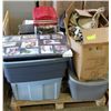 Image 1 : PALLET WITH 4 TOTES OF XMAS ACCESSORIES, POTS &