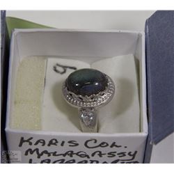 MALAASSY LAB RADORITE & DIAMOND SIZE 9 RING IN