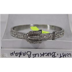 WHITE AUSTRALIAN CRYSTAL LUCKY LADY BUCKLE BANGLE
