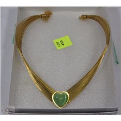 LAB CREATED GREEN CATS EYE CHOKER 18" IN ION