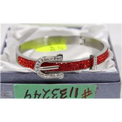 RED & WHITE AUSTRALIAN CRYSTAL LUCKY LADY BANGLE