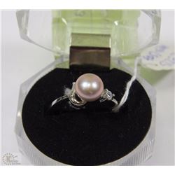 #19-FRESH WATER PEARL &CZ .925 SILVER RING