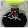 Image 1 : #8-NATURAL RED RUBY & CZ  .925 SILVER RING