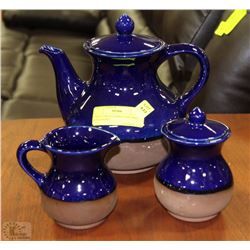 COBALT BLUE TEAPOT AND CREAM & SUGAR SET
