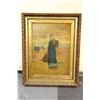 Image 1 : ANTIQUE OIL ON CANVAS PICTURE WITH CARVED WOODEN