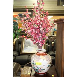 HANDPAINTED VASE WITH ARTIFICIAL FLOWERS