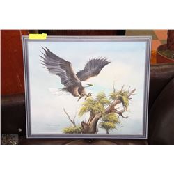 OIL ON CANVAS EAGLE PAINTING SIGNED VINCENT