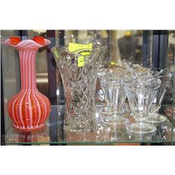 COLLECTION CONSISTING ART GLASS VASE, CUT GLASS