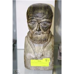 HAND CARVED SOAPSTONE BUST 9"H