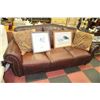 Image 2 : NAILHEAD LEATHER SOFA & LOVESEAT WINE/BROWN IN