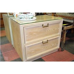 2 DRAWER NIGHT STAND WITH GLASSTOP