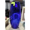 Image 1 : TALL  BLUE ART GLASS VASE 16"H