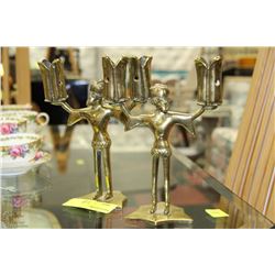 PAIR OF ESTATE BRASS CANDLE HOLDERS