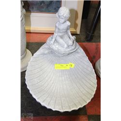 CONCRETE PAINTED CHERUB BIRDBATH 15"