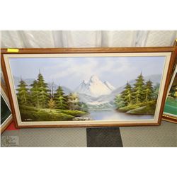 FRAMED MOUNTAIN SCENE OIL ON CANVAS PAINTING