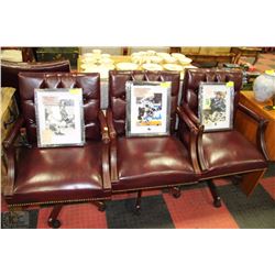 LOT OF 6 NAILHEAD WINE COLOR CONFERENCE CHAIRS