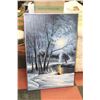Image 1 : BURNAD WINTER NIGHT SCENE OIL ON CANVAS