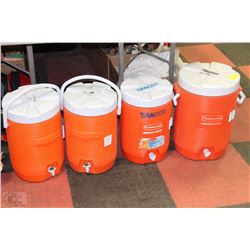 FOUR RUBBERMAID WATER DISPENSERS
