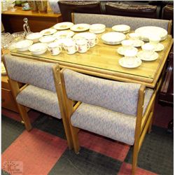 OAK TABLE WITH 2 CHAIRS,BENCH AND GLASS TOP