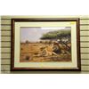 Image 1 : LARGE MATTED AND FRAMED PRINT OF LIONS