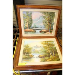 2 FRAMED OIL PAINTINGS CANVASES 21"X17 EACH
