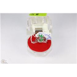 #17-NATURAL GREEN  EMERALD & CZ .925 SOLID SILVER