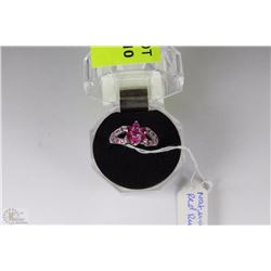 #9-NATURAL RED RUBY & CZ  .925 SOLID SILVER
