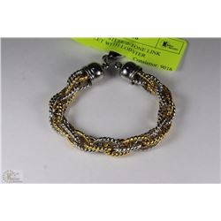 STAINLESS STEEL 2-TONE LINK BRACELET WITH LOBSTER