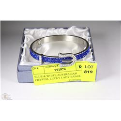 BLUE & WHITE AUSTRALIAN CRYSTAL LUCKY LADY BANGLE