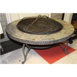 PORTABLE STONE AND WROUGHT IRON FIRE PIT