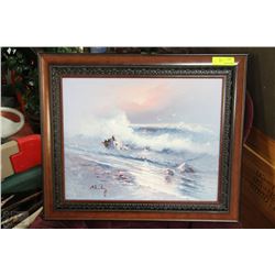 OCEAN SCENE OIL ON CANVAS 25"X22"