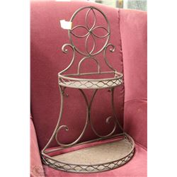BROWN METAL 2 SHELF WALL RACK 22" TALL X 16" W