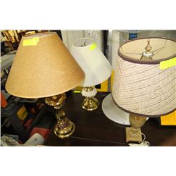 LOT OF 3 VINTAGE LAMPS INCLUDING MARBLE,BRASS