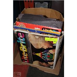 LITE BRITE WITH PEGS AND VARIOUS PICTURES