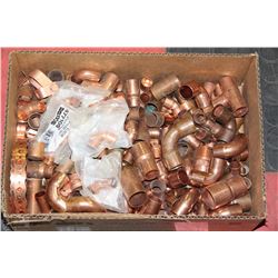BOX FULL OF NEW COPPER FITTINGS - ELBOWS,