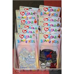 CLEAR BIN W/11 TY GEAR FOR BEANIE KIDS