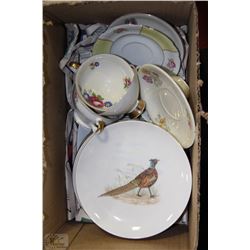 BOX WITH ASSORTED CHINA  INCLUDING