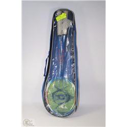 SET OF DUNLOP 2 BADMINTON RACQUETS & BIRDIE IN BAG
